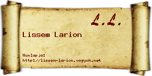Lissem Larion névjegykártya